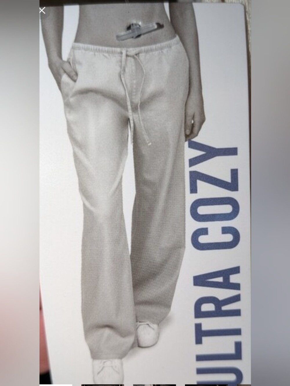 Vanilla Star Ultra Cozy Off White Cotton Pants Straight Pull Up NWT Large